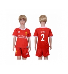 Liverpool #2 Clyne Red Home Kid Soccer Club Jersey