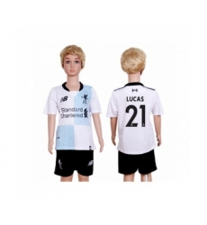 Liverpool #21 Lucas Away Kid Soccer Club Jersey