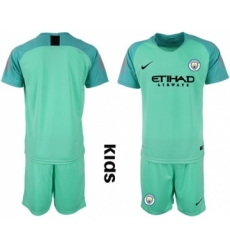Manchester City Blank Green Goalkeeper Kid Soccer Club Jersey