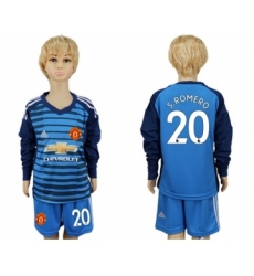 Manchester United #20 S.Romero Blue Long Sleeves Kid Soccer Club Jersey