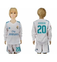 Real Madrid #20 Asensio Home Long Sleeves Kid Soccer Club Jersey