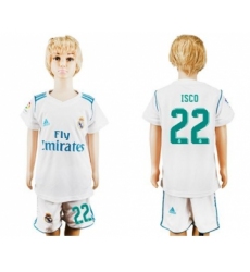Real Madrid #22 Isco White Home Kid Soccer Club Jersey
