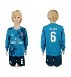 Real Madrid #6 Nacho Sec Away Long Sleeves Kid Soccer Club Jersey