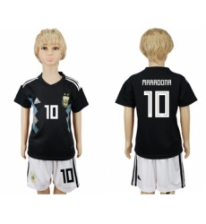 Argentina #10 Maradona Away Kid Soccer Country Jersey