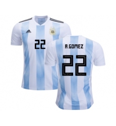 Argentina #22 R.Gomez Home Kid Soccer Country Jersey