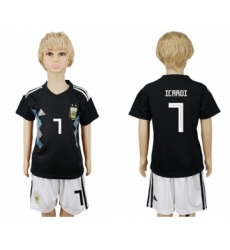 Argentina #7 Icardi Away Kid Soccer Country Jersey