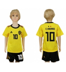 Belgium #10 E.Hazard Away Kid Soccer Country Jersey
