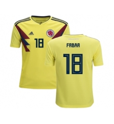 Colombia #18 Fabra Home Kid Soccer Country Jersey