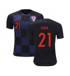 Croatia #21 Vida Away Kid Soccer Country Jersey