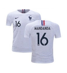 France #16 Mandanda Away Kid Soccer Country Jersey