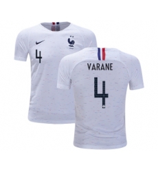 France #4 Varane Away Kid Soccer Country Jersey