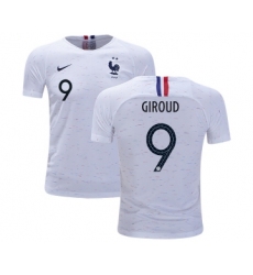 France #9 Giroud Away Kid Soccer Country Jersey