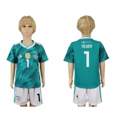 Germany #1 Neuer Away Kid Soccer Country Jersey