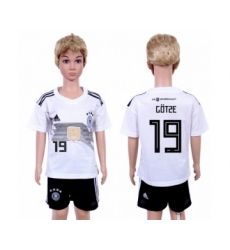 Germany #19 Gotze White Home Kid Soccer Country Jersey