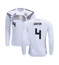 Germany #4 Ginter Home Long Sleeves Kid Soccer Country Jersey