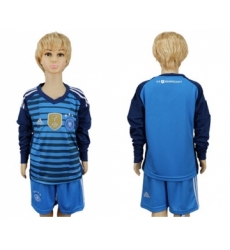 Germany Blank Blue Long Sleeves Kid Soccer Country Jersey