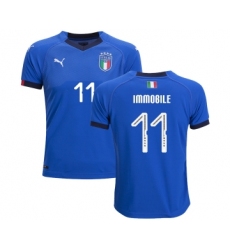 Italy #11 Immobile Home Kid Soccer Country Jersey
