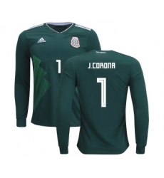 Mexico #1 J.Corona Home Long Sleeves Kid Soccer Country Jersey