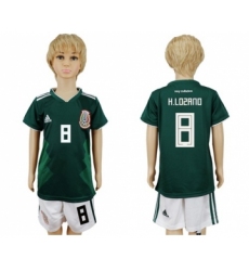 Mexico #8 H.Lozano Home Kid Soccer Country Jersey