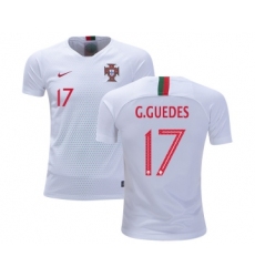 Portugal #17 G.Guedes Away Kid Soccer Country Jersey