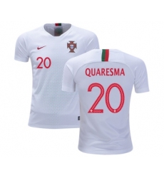 Portugal #20 Quaresma Away Kid Soccer Country Jersey