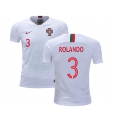 Portugal #3 Rolando Away Kid Soccer Country Jersey
