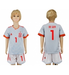 Spain #1 De Gea Away Kid Soccer Country Jersey
