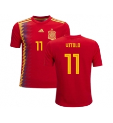 Spain #11 Vitolo Red Home Kid Soccer Country Jersey