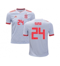 Spain #24 Suso Away Kid Soccer Country Jersey