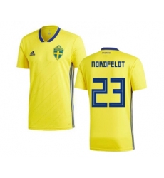 Sweden #23 Nordfeldt Home Kid Soccer Country Jerse