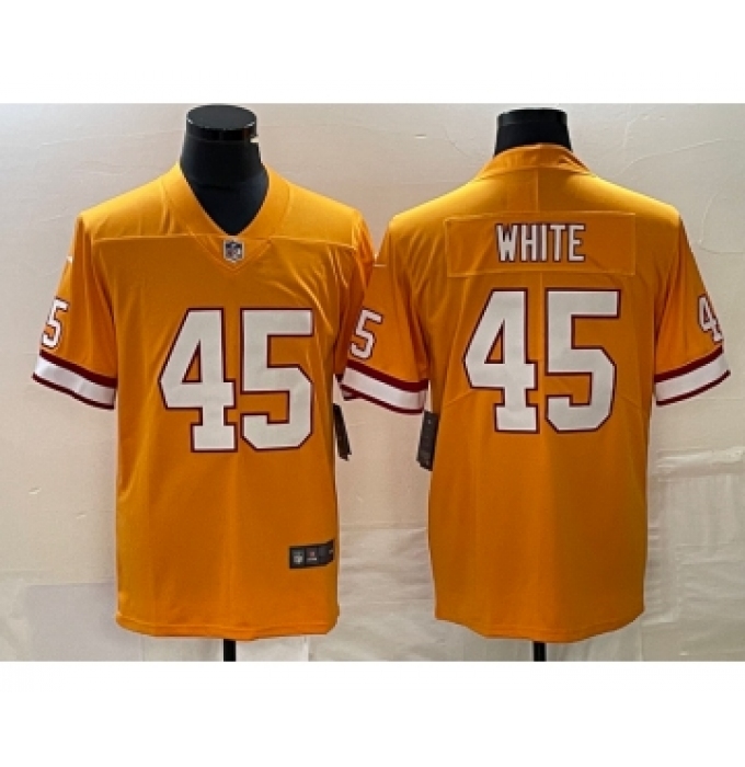 Men's Nike Tampa Bay Buccaneers #45 Devin White Yellow Limited Stitched Throwback Jersey