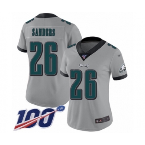 Women's Philadelphia Eagles 26 Miles Sanders Limited Silver Inverted