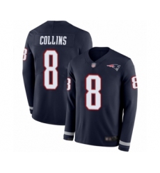 Men's New England Patriots #8 Jamie Collins Limited Navy Blue Therma Long Sleeve Football Jersey