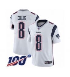 Men's New England Patriots #8 Jamie Collins White Vapor Untouchable Limited Player 100th Season Football Jersey