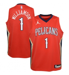 Youth New Orleans Pelicans #1 Zion Williamson Jordan Brand Red 2020-21 Swingman Player Jersey