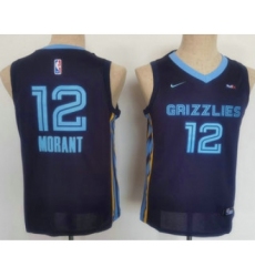 Youth Memphis Grizzlies #12 Ja Morant Black Nike 2021 Stitched Jersey With Sponsor
