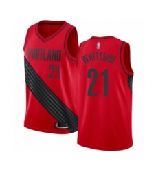 Men's Portland Trail Blazers #21 Hassan Whiteside Authentic Red Basketball Jersey Statement Edition