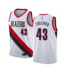 Men's Portland Trail Blazers #43 Anthony Tolliver Authentic White Basketball Jersey - Association Edition
