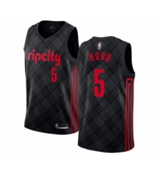 Men's Portland Trail Blazers #5 Rodney Hood Authentic Black Basketball Jersey - City Edition