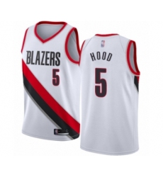 Men's Portland Trail Blazers #5 Rodney Hood Authentic White Basketball Jersey - Association Edition