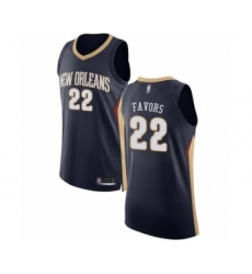 Men's New Orleans Pelicans #22 Derrick Favors Authentic Navy Blue Basketball Jersey - Icon Edition