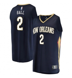 Men's New Orleans Pelicans #2 Lonzo Ball Fanatics Branded Navy 2020-21 Fast Break Player Jersey