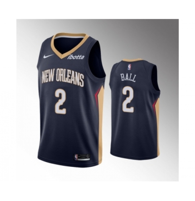 Men's New Orleans Pelicans #2 Lonzo Ball Navy Icon Edition Stitched Jersey