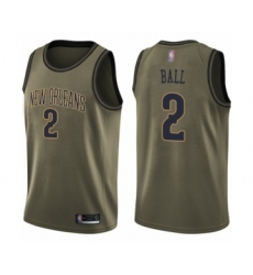 Youth New Orleans Pelicans #2 Lonzo Ball Swingman Green Salute to Service Basketball Jersey