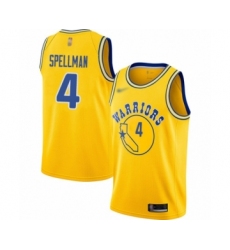 Men's Golden State Warriors #4 Omari Spellman Authentic Gold Hardwood Classics Basketball Jersey