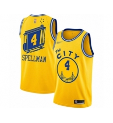 Women's Golden State Warriors #4 Omari Spellman Swingman Gold Hardwood Classics Basketball Jersey - The City Classic Edition