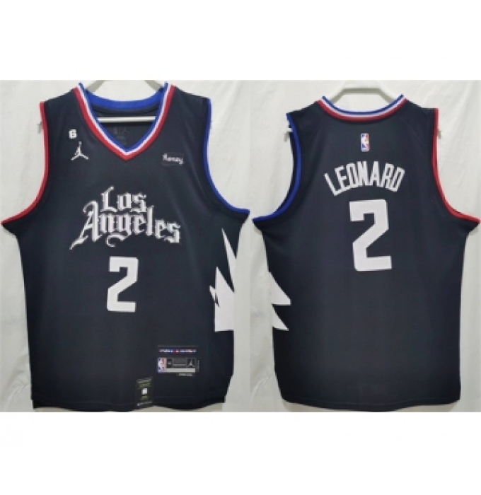 Men's Los Angeles Clippers #2 Kawhi Leonard Black Stitched Jersey