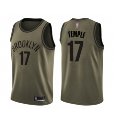Youth Brooklyn Nets #17 Garrett Temple Swingman Green Salute to Service Basketball Jersey