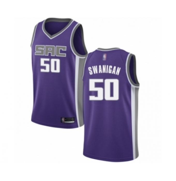 Men's Sacramento Kings #50 Caleb Swanigan Authentic Purple Basketball Jersey - Icon Edition