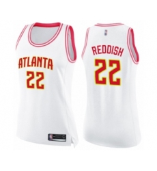 Women's Atlanta Hawks #22 Cam Reddish Swingman White Pink Fashion Basketball Jersey